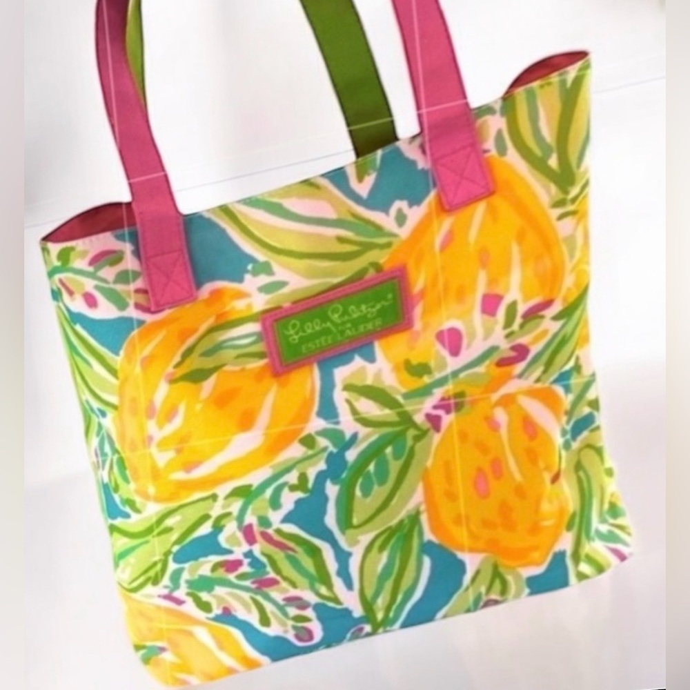 LILLY PULITZER TOTE BAG Yellow Pink Blue Green Floral FAST SHIPPING 3269-4